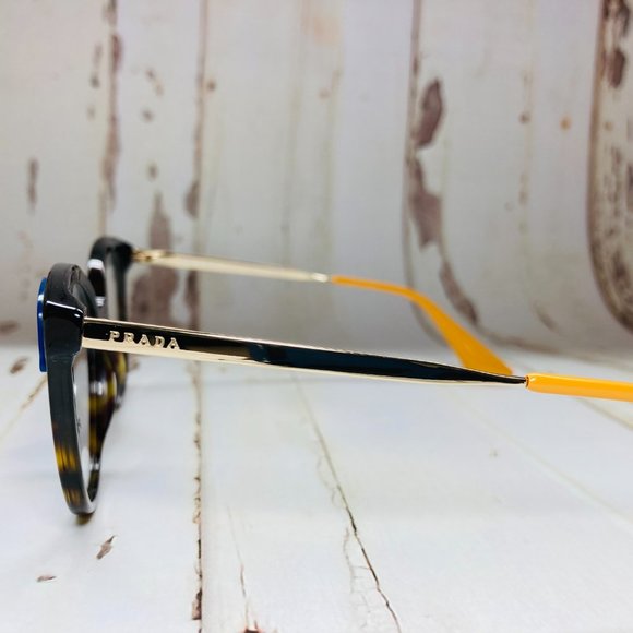 PRADA Oval Brown Tortoise & Gold Eyeglasses Glasses Frames NWOT - Picture 3 of 12